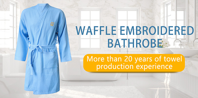 waffle embroidered bathrobe