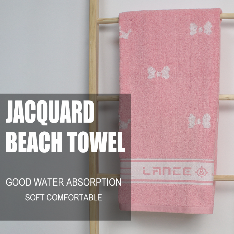 Custom patterned jacquard beach towel 