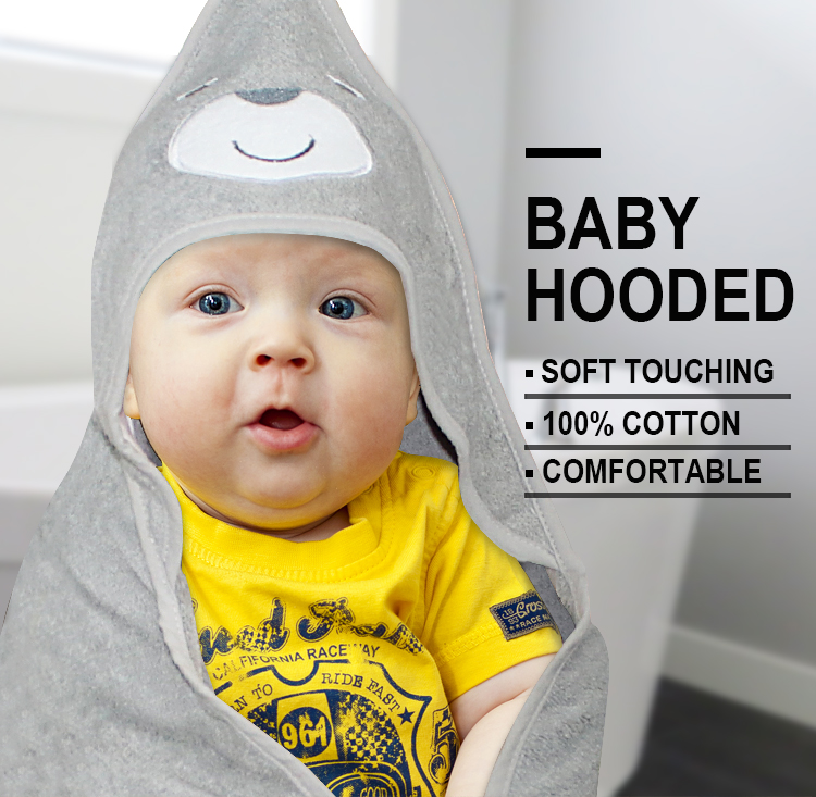  Hooded cotton towel with customizable animal pattern